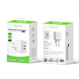 Adaptateur secteur double USB-C GaN Rixus RXHC33D 33 W blanc