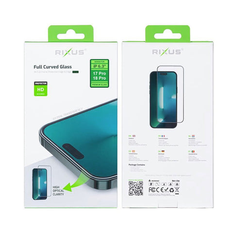 Verre Trempé Rixus Clear HD Bords Incurvés Pour Apple iPhone 17 Pro, 18 Pro