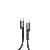 Câble rétractable à ressort Rixus RXUC17L USB-C vers Lightning noir
