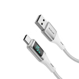 Câble USB-A vers USB-C tressé Rixus RXUC29AC avec écran LED blanc