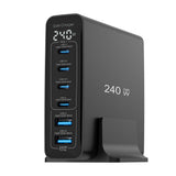 Adaptateur secteur Rixus RX240 GaN avec écran numérique 240 W noir