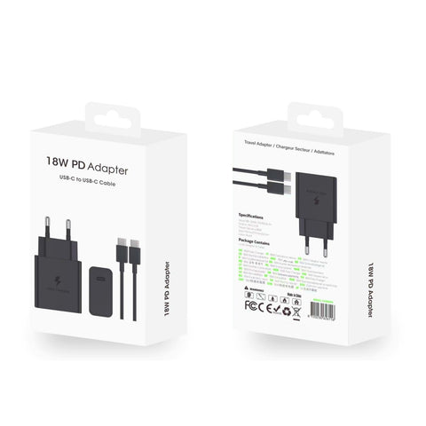 Adaptateur rapide 2-1 CH18W09 USB-C vers USB-C 18 W Noir
