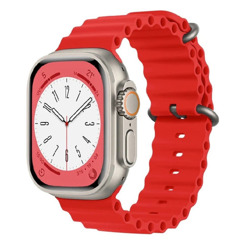 Bracelet en silicone souple et respirant Ocean pour Apple Watch Series 38/40/41 mm (taille M/L) - Rouge
