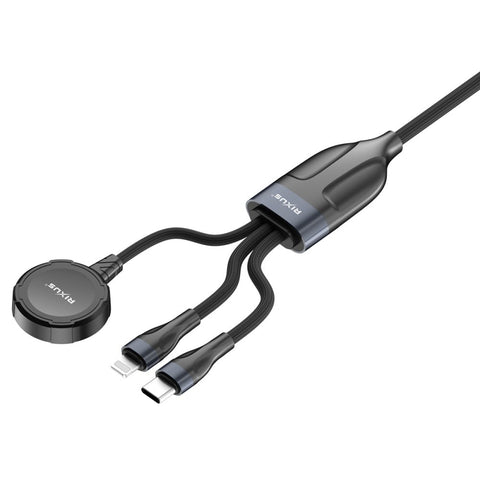 Câble de recharge 3 en 1 pour montre et téléphone Rixus RXUC31, 1,2 m, noir