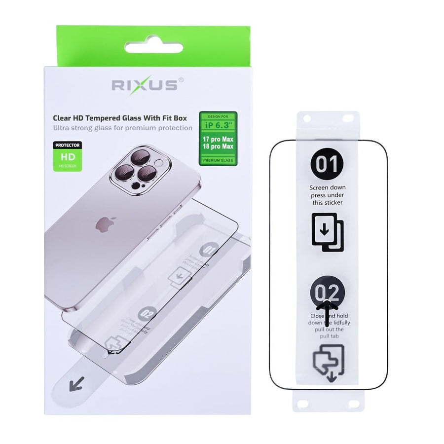Verre Trempé Rixus Clear HD Avec Kit d'Installation Pour Apple iPhone 17 Pro Max, 18 Pro Max