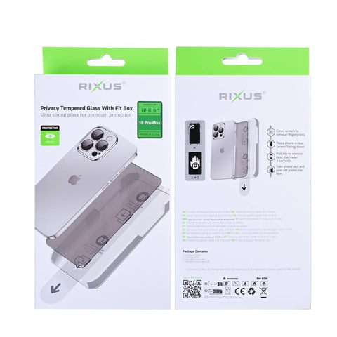 Verre trempé confidentialité Rixus pour Apple iPhone 16 Pro Max