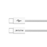 Câble de recharge rapide Rixus RXUC08C USB-C vers USB-C Câble tressé en nylon 1,8 m Blanc
