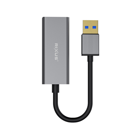 Carte réseau Gigabit USB 3.0 Rixus RXEA02 Connecteur USB vers RJ45 Gris