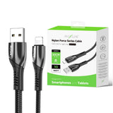 Câble de recharge Rixus RXUC37AL USB-A vers Lightning en nylon 30 cm noir