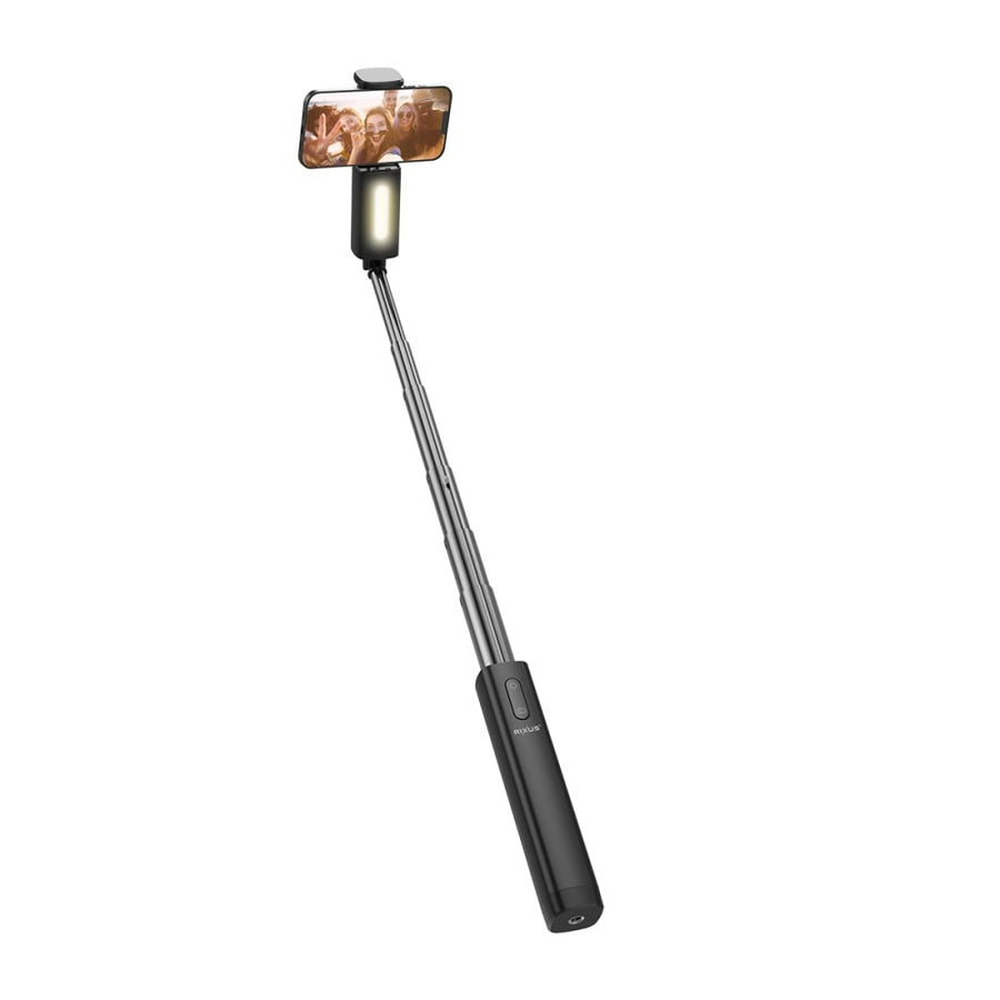 Perche à selfie intégrée Rixus RXSF31 avec lumières LED, noir