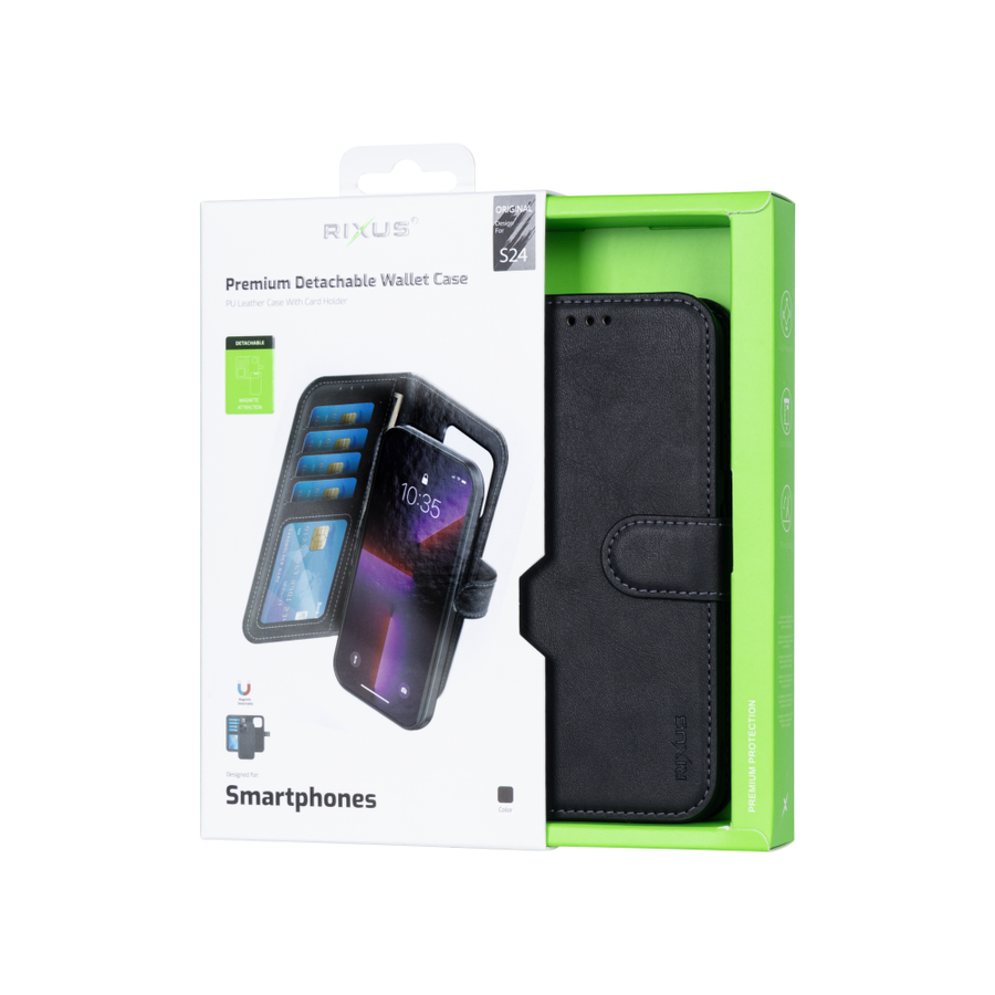 Portefeuille magnétique amovible Rixus Duo pour Samsung Galaxy S24 Noir