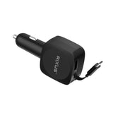 Chargeur Voiture avec Câble Rétractable 60W Rixus RXCC01 - Noir