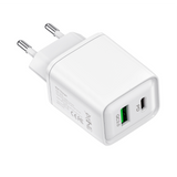 Adaptateur de voyage CH033 double port USB-A et USB-C 33 W blanc