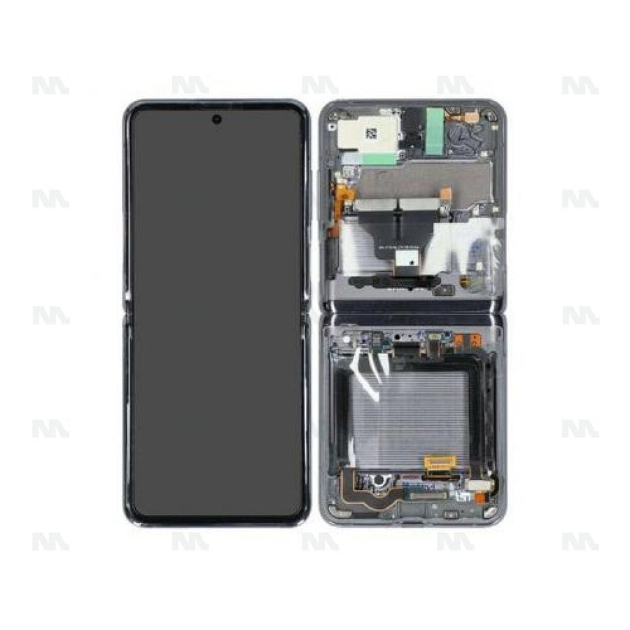 Chassis + Ecran Officiel Service Pack + Vitre pour Samsung Galaxy Z Flip3 F711B - Bespoke Silver