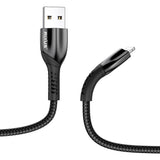Câble de recharge Rixus RXUC37AL USB-A vers Lightning en nylon 30 cm noir