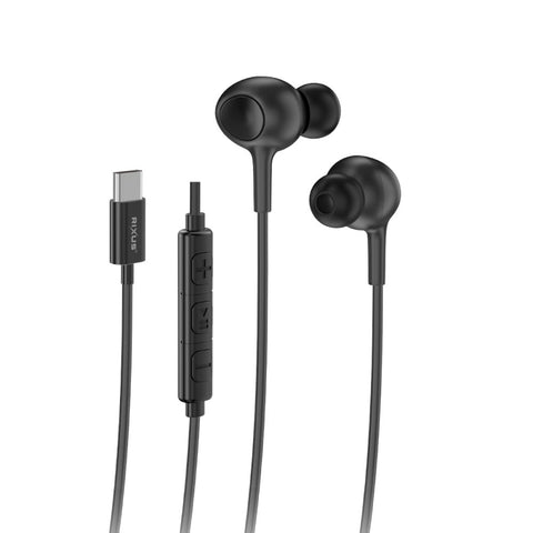 Écouteurs filaires USB-C Rixus RXHD56C avec microphone, noir
