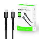 Câble USB-C vers Lightning tressé en nylon Rixus RXU71CA, 1,2 m, noir