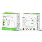 Chargeur Rapide 65W avec Câble USB-C 1.8m Rixus RXHC65C - Blanc