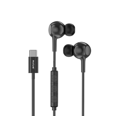Écouteurs filaires USB-C Rixus RXHD56C avec microphone, noir