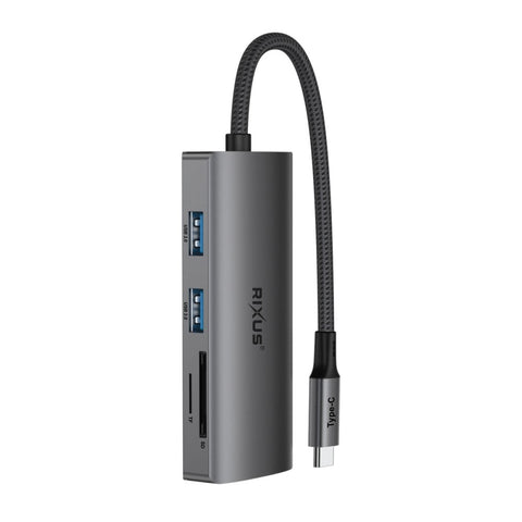 Adaptateur USB-C vers HDMI Rixus RXHU10 avec station d'accueil, gris