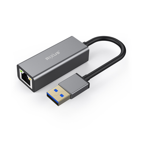 Carte réseau Gigabit USB 3.0 Rixus RXEA02 Connecteur USB vers RJ45 Gris