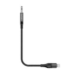 Câble audio tressé Rixus RXMU35L 3,5 mm AUX vers Lighting, 1,2 m, noir