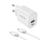 Adaptateur Rixus RX90CC avec câble USB-C vers USB-C 1 m 20 W blanc