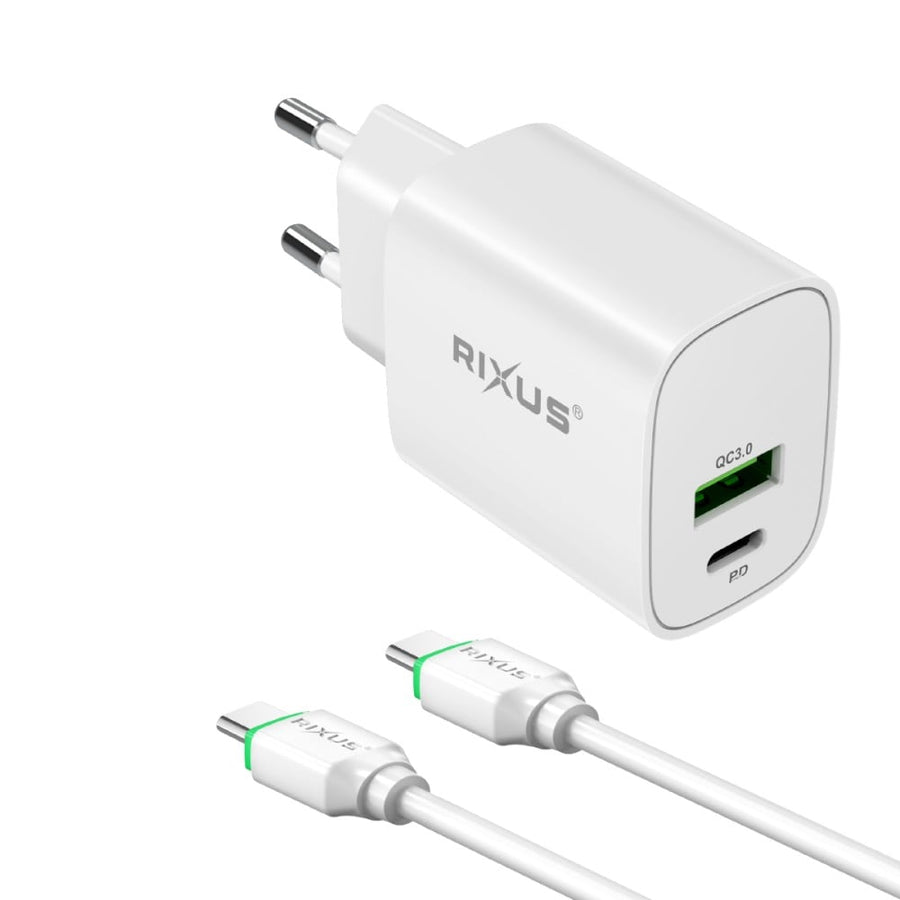 Adaptateur Rixus RX90CC avec câble USB-C vers USB-C 1 m 20 W blanc