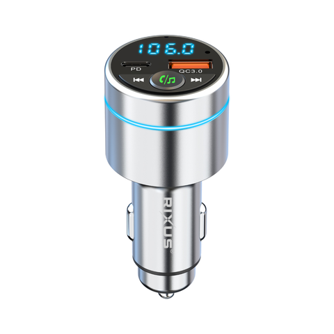Émetteur FM Bluetooth 5.3 tout métal Rixus RXBT40 pour voiture, couleur argent