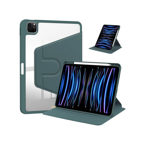Étui de protection en cuir PU pour iPad Pro 11 (2024) Vert nuit