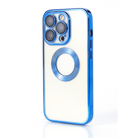 Étui en TPU brillant pour iPhone 12 - Bleu transparent