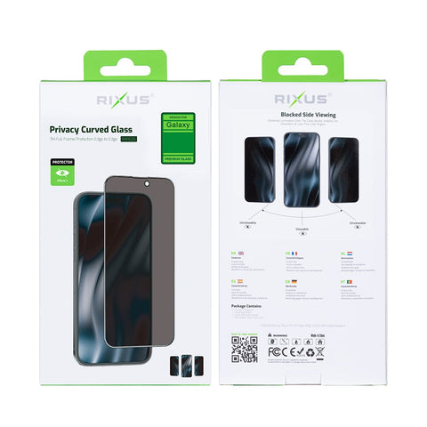 Verre trempé Rixus Privacy Full Curved Edge pour Samsung Galaxy A06, A07