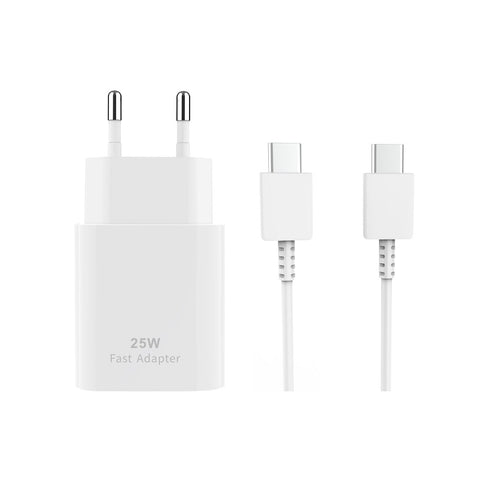 Adaptateur de voyage à charge rapide USB-C vers USB-C 25 W blanc