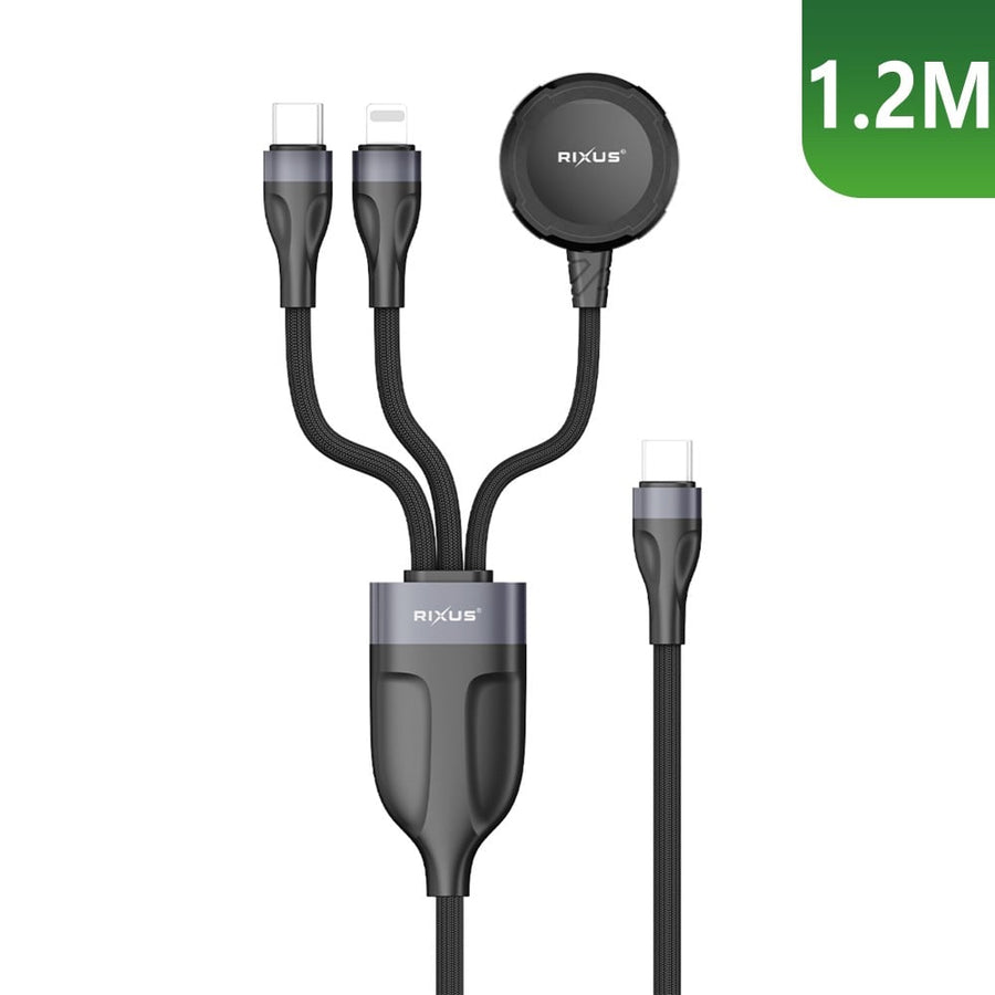 Câble de recharge 3 en 1 pour montre et téléphone Rixus RXUC31, 1,2 m, noir