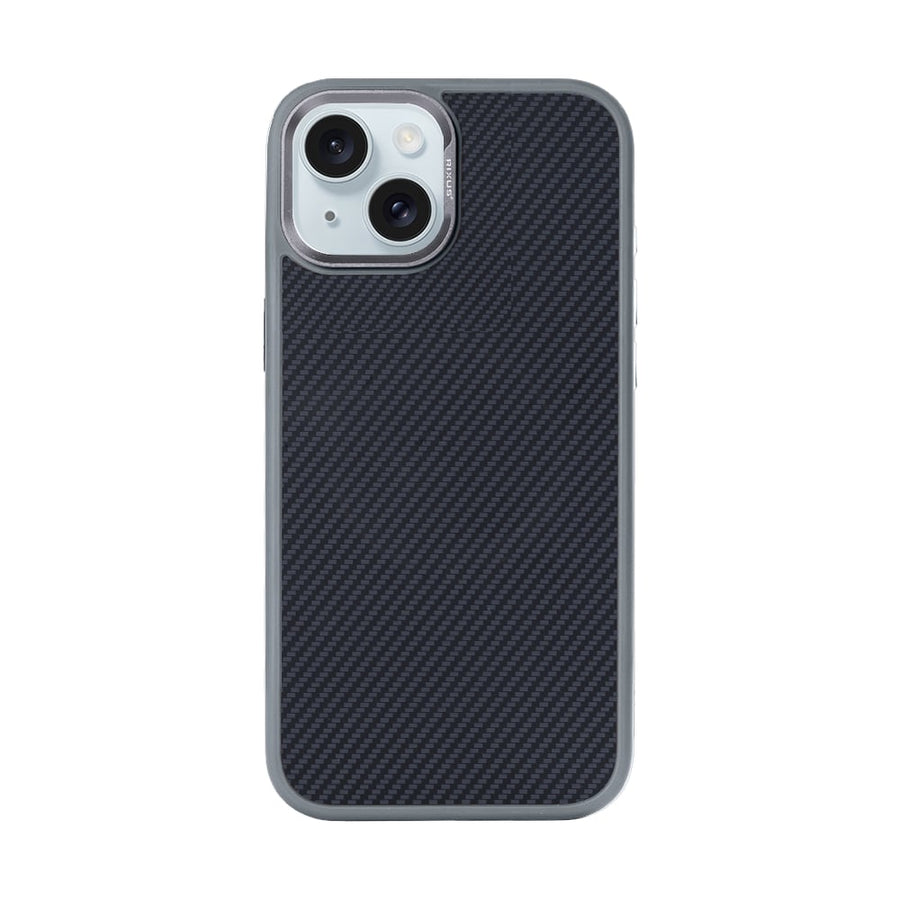 Rixus Mag Carbon avec MagSafe pour Apple iPhone 15 Plus Gris titane