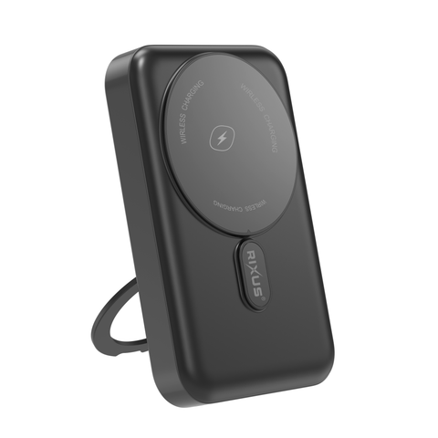 Batterie externe Rixus RXPB71B MagSafe 10 000 mAh avec support pliable - Noir