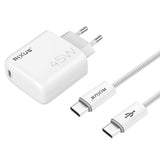 Chargeur Rapide 45W avec Câble USB-C 1.8m Rixus RXHC45C - Blanc