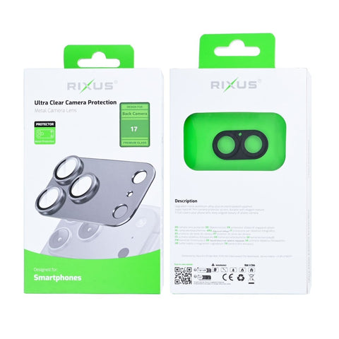 Protection ultra transparente pour appareil photo Rixus pour Apple iPhone 17 Noir