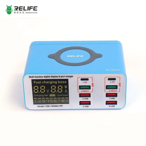 Chargeur multifonctionnel à 8 ports avec écran numérique Relife RL-304S