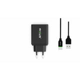 Chargeur double USB et PD Rixus RX70B avec câble USB vers USB-C noir