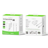 Chargeur Rapide 45W avec Câble USB-C 1.8m Rixus RXHC45C - Blanc