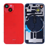 Vitre Arrière avec NFC pour Apple iPhone 14 – Agrandir le cadre de l’appareil photo – Rouge – Compatible