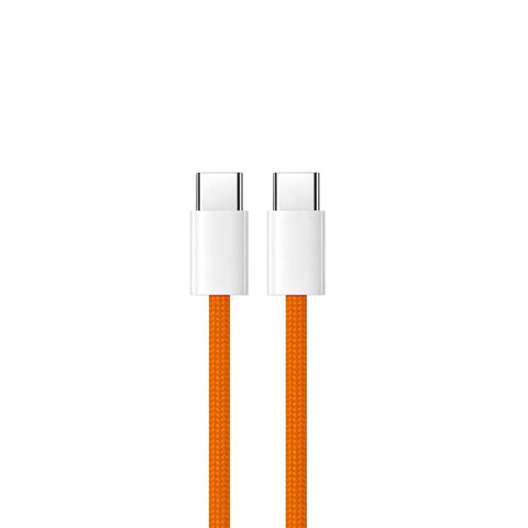 Câble Tressé USB-C vers USB-C 60W 100cm US70001M Boîte Détaillant pour Apple iPhone 15, 16, 17 Series - Orange