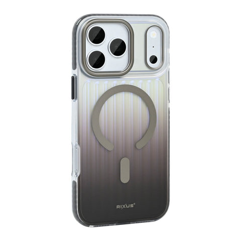 Coque Rixus Aero Ribbed Shield Compatible MagSafe pour Apple iPhone 17 Pro, 18 Pro - Gris Titane