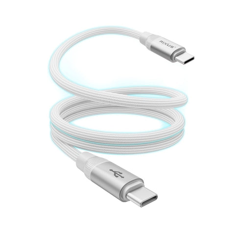Câble de recharge magnétique Rixus RXUC59C USB-C vers USB-C 1 m 60 W blanc