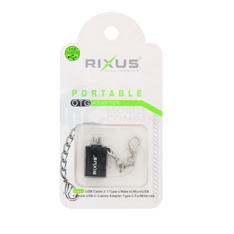 Adaptateur portable Rixus OTG USB-C vers micro-USB noir