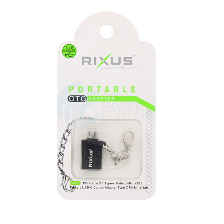 Adaptateur portable Rixus OTG USB-C vers micro-USB noir