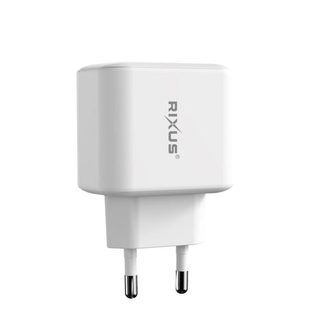 Adaptateur secteur double USB-C Rixus RXHC45 GaN 45 W blanc