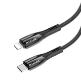 Câble de recharge rapide Rixus RXUC37L USB-C vers Lightning en nylon, 30 cm, noir