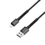 Câble USB vers Lightning tressé en nylon Rixus RXU71A, 1,2 m, noir